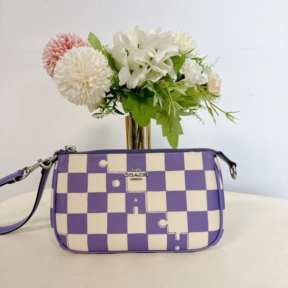 Coach CR394 Nolita 19 With Checkerboard Print IN Light Violet Chalk - Picture 2 of 7